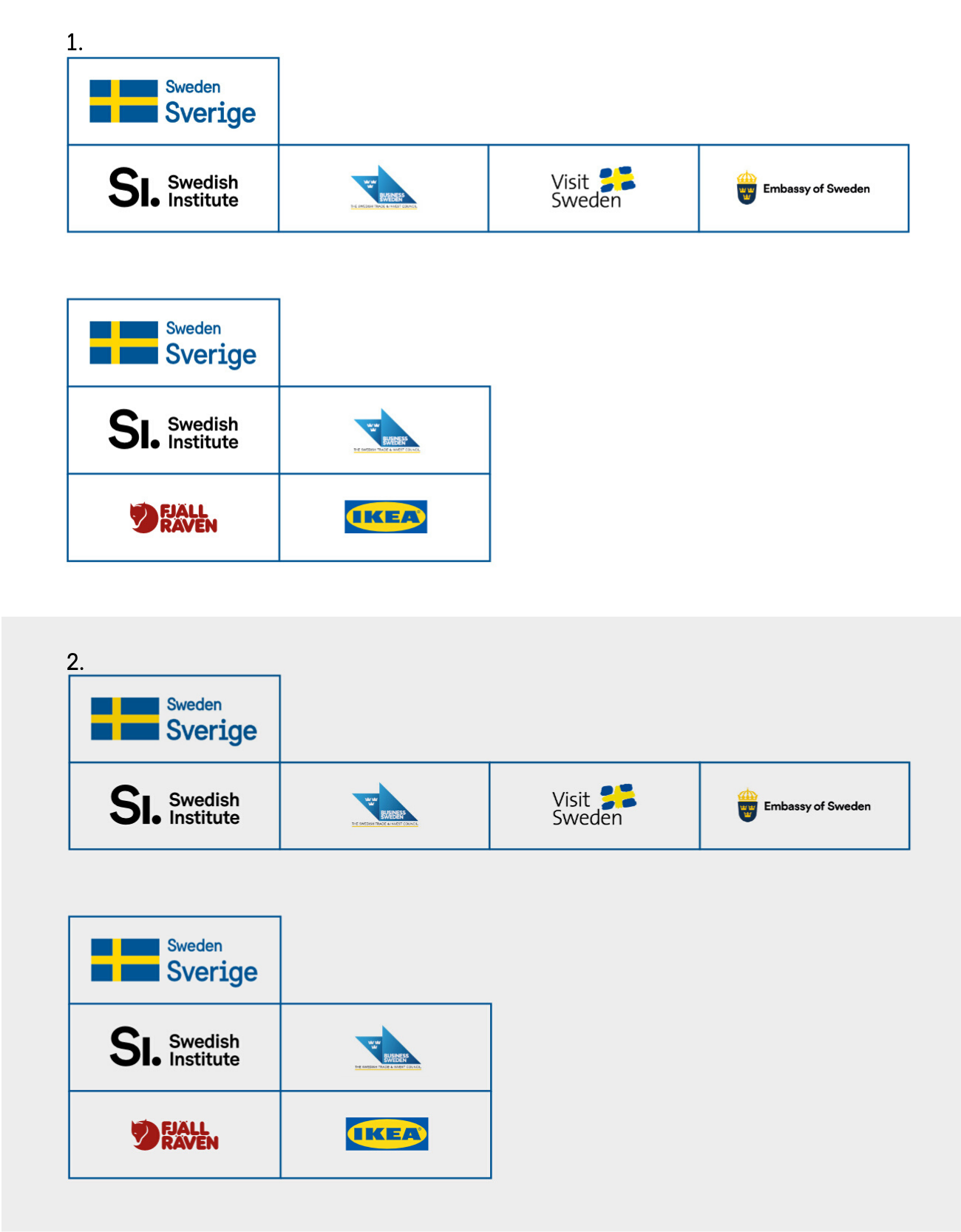 Examples of sender systems containing logos with original colours.