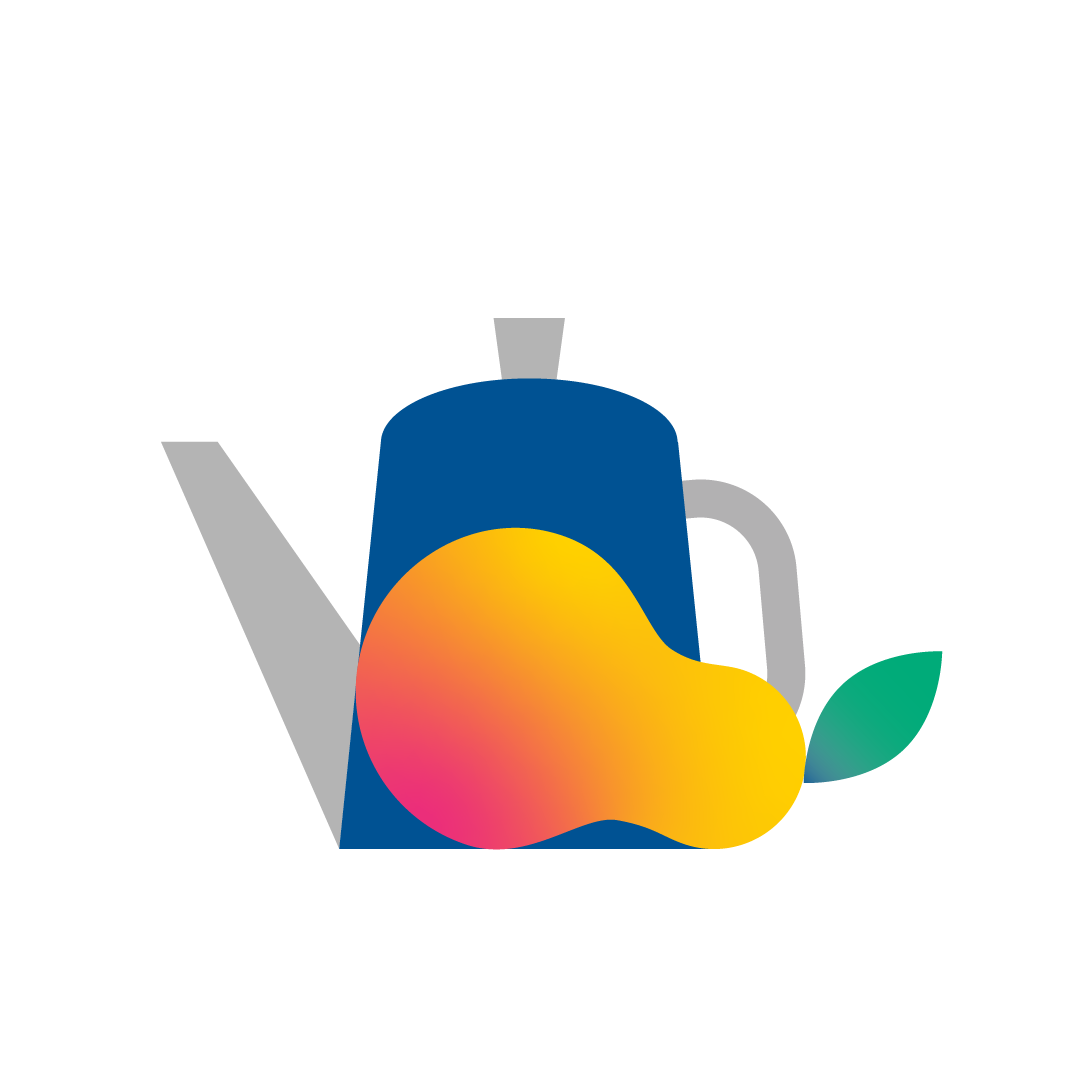 Example of a spot illustration: a teapot and a pear.