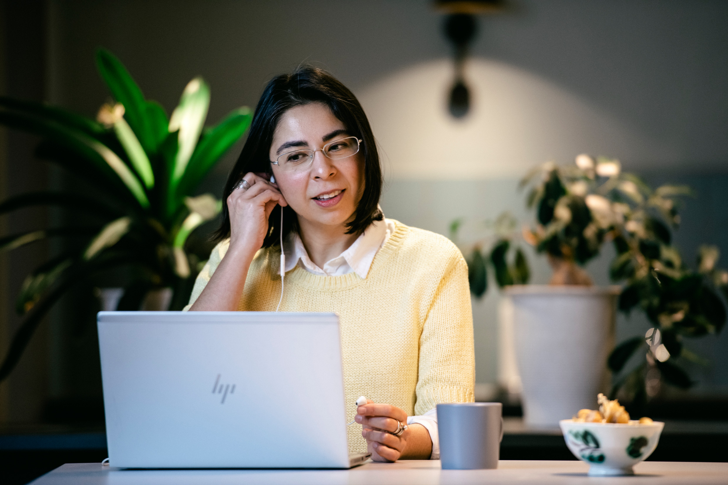 A woman working at her computer.