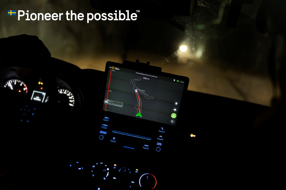 A mine seen from the cockpit of a mining vehicle.